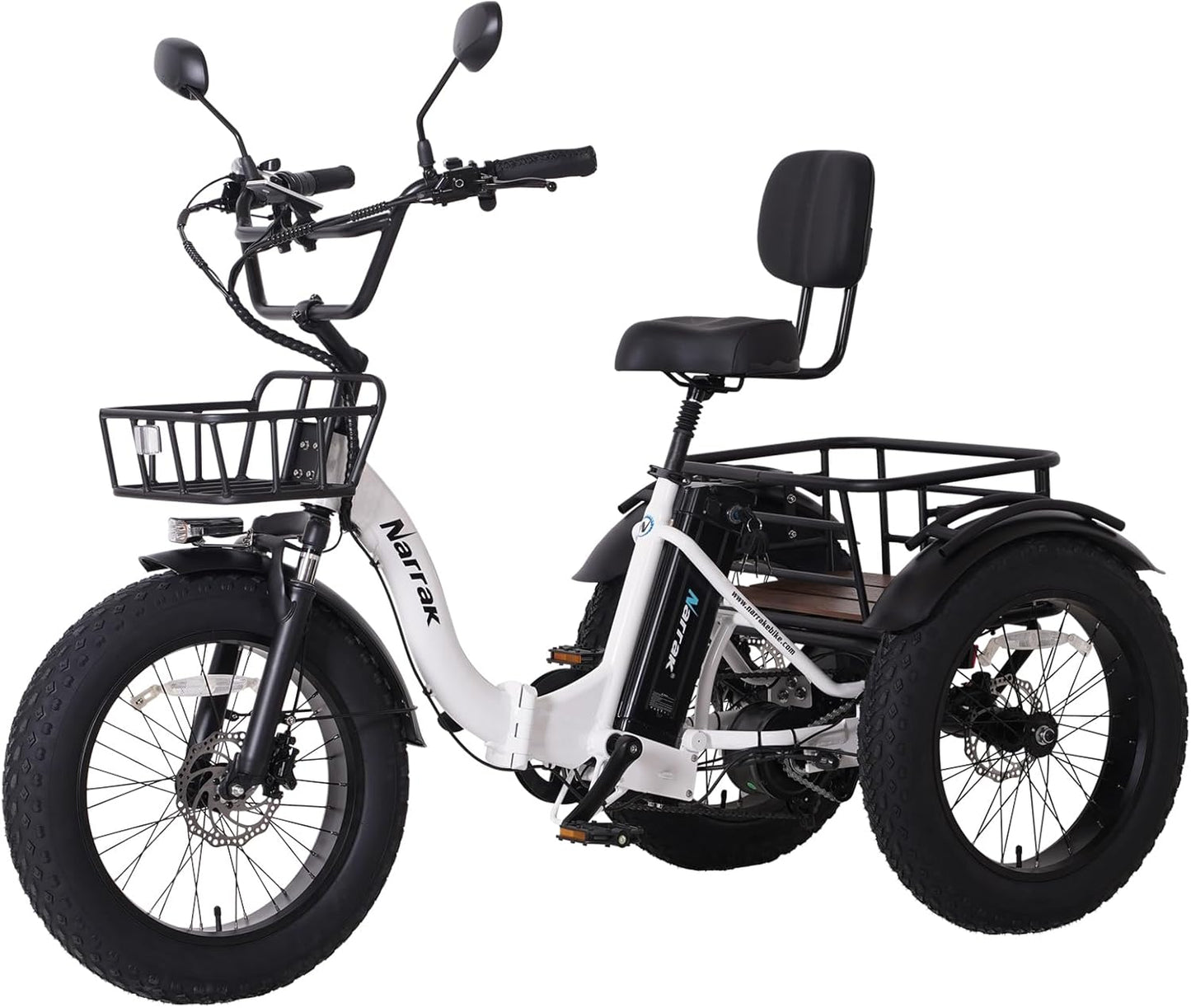 Electric Tricycle for Adults, 750W(Peak 1350W), 48V13Ah Ebike, 20"x4.0" Aluminum Folding Fat Tire 3 Wheel Electric Trike