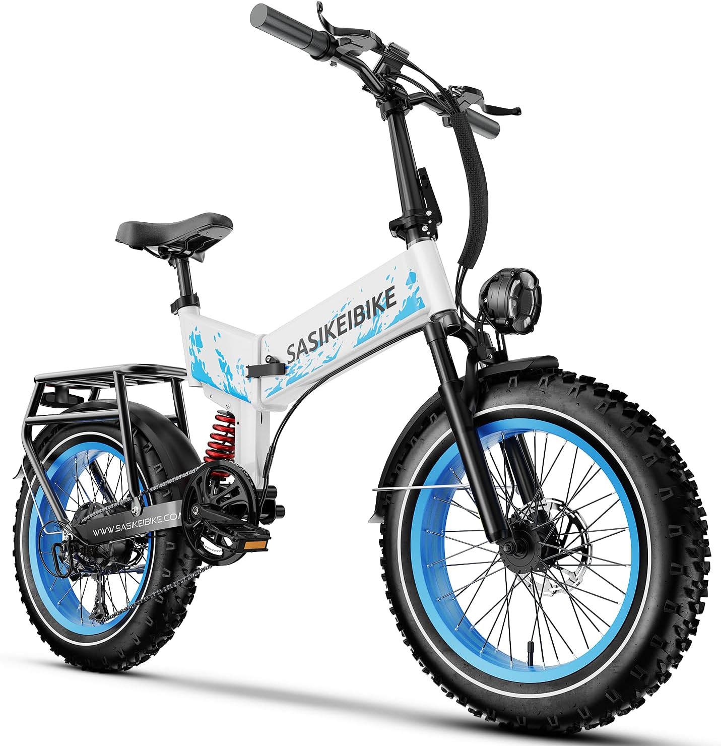 Sasikeibike 1500W Electric Bike for Adults Full Suspension,48/52v 20AH Folding E-Bike with 20" x 4.0 Fat Tire, Max 30+MPH & 70 Miles Electric Bicycle, UL Certified