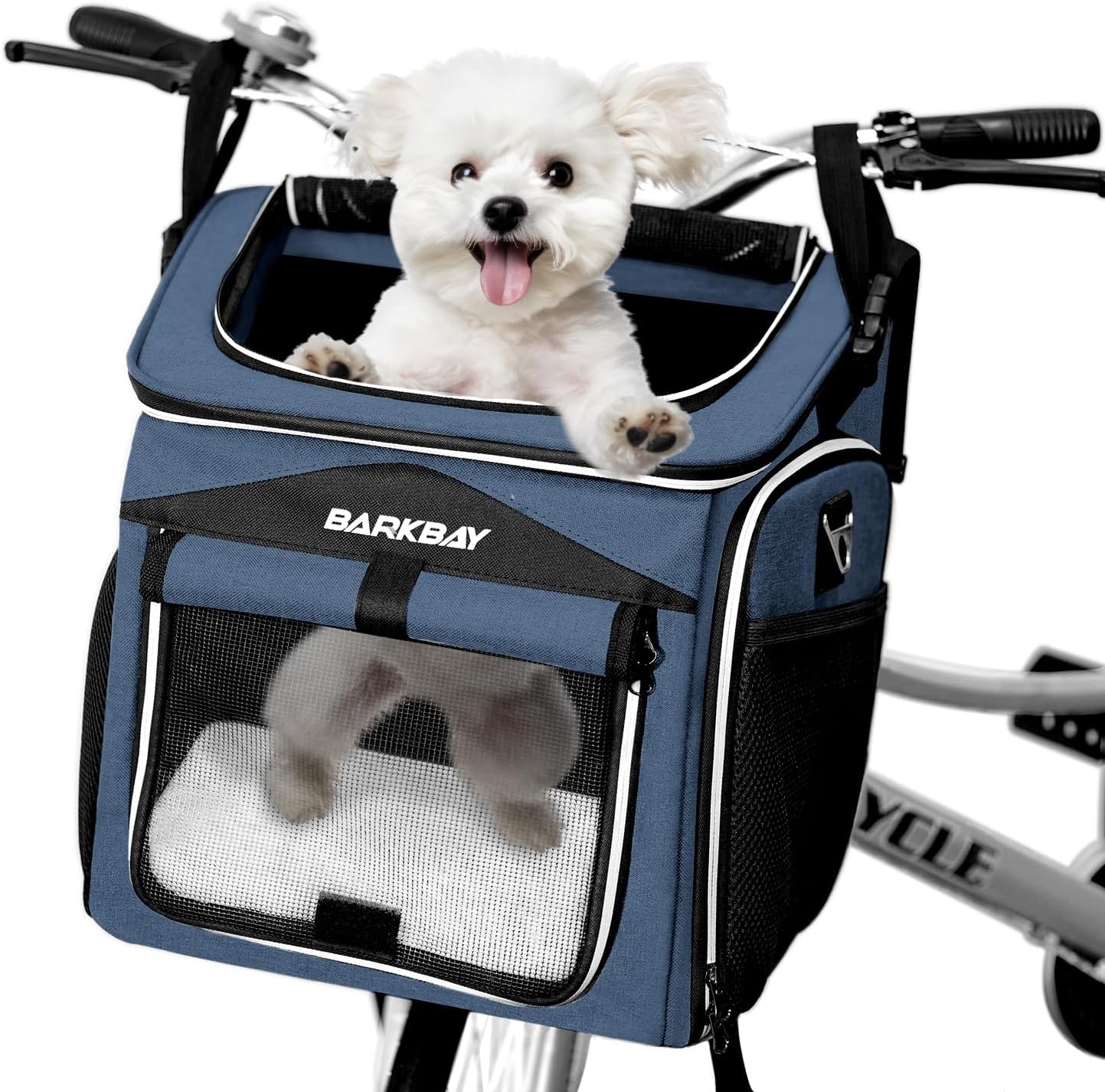 Dog Bike Basket Carrier, Expandable Foldable Soft-Sided Dog Carrier, 2 Open Doors, 5 Reflective Tapes, Pet Travel Bag,Dog Backpack Carrier Safe and Easy for Small Medium Cats and Dogs
