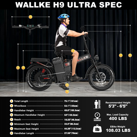 Wallke H9 Ultra - Off-grid power Storage | 4,000W - 77 AH Folding Ebike