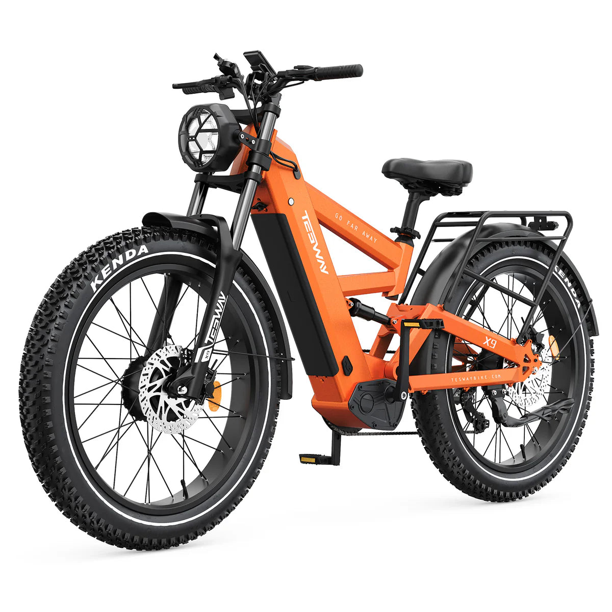 TESWAY X9 Dual Motor Ebike, 26" Fat Tire Full Suspension AWD Electric Bike