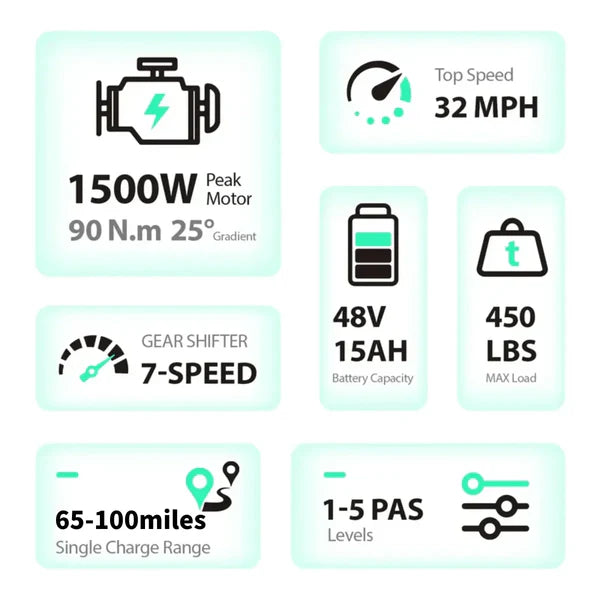 TST® R002 20'' 1500W Full Suspension Moped-style Electric Bike