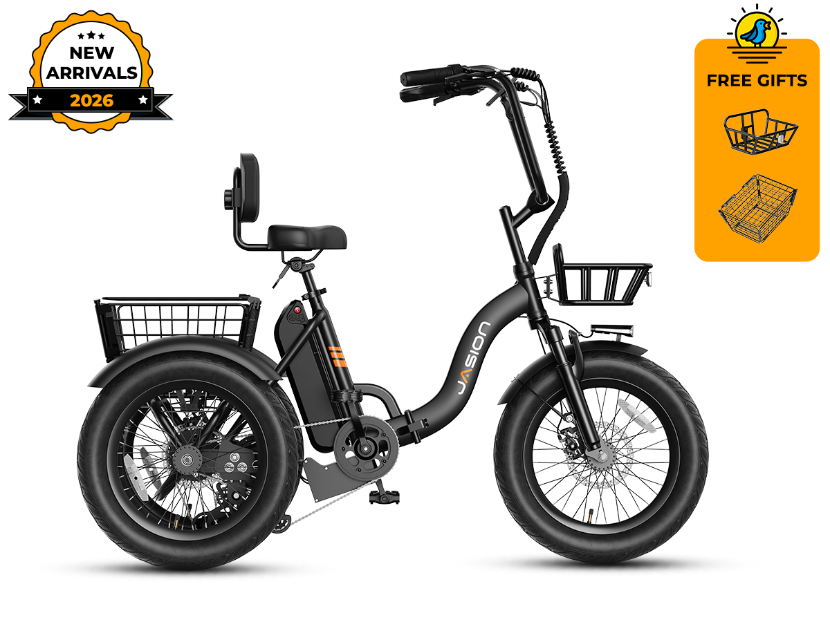 Jasion JT18 folding electric trike in Stealth Black