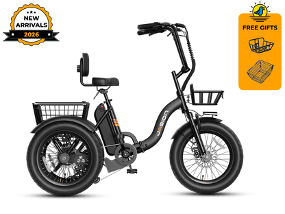 Jasion JT18 folding electric trike in Stealth Black