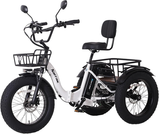 Electric Tricycle for Adults, 750W(Peak 1350W), 48V13Ah Ebike, 20"x4.0" Aluminum Folding Fat Tire 3 Wheel Electric Trike