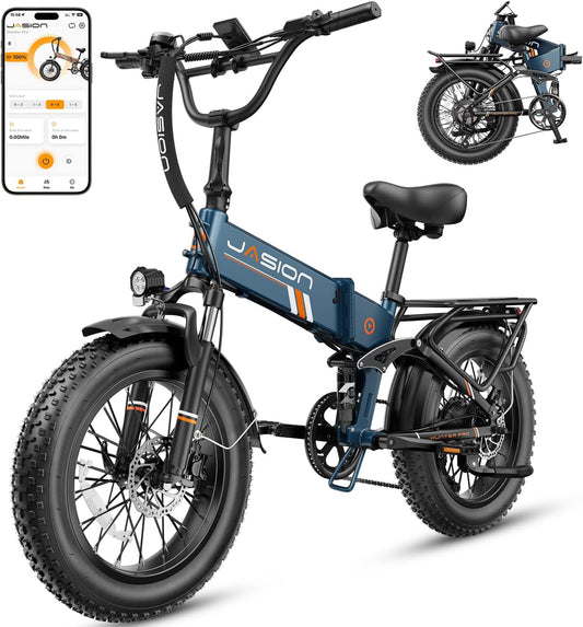 Jasion Hunter Pro Electric Bike for Adults, 1800W Peak Motor 80 Miles, up to 30+MPH,720WH Removable Battery Foldable Ebike