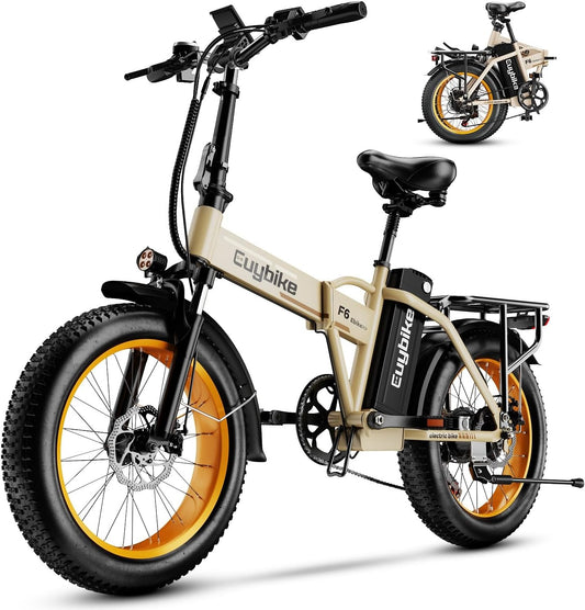 Euybike 1000W Folding Electric Bike, 48V 20AH Large Removable Battery E-Bike