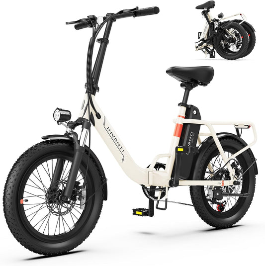 Invanti Folding Electric Bike, Peak 1000W Ebikes for Adults, 25Mph Top Speed 45Miles 20" Step-Thru Fat Tire Electric Bike