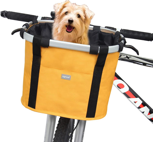 Bicycle Basket Dog Bike Handlebar Basket Front,Folding Detachable Quick Release Easy Install,Cycling Picnic Bag