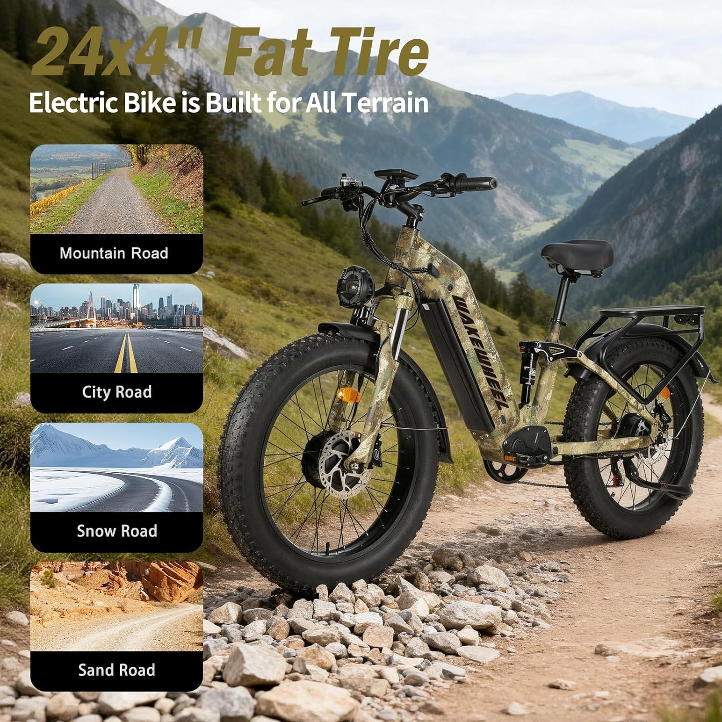 WakeWheel Oasis 5,000W Dual Motor, Fat-Tire Electric Bike
