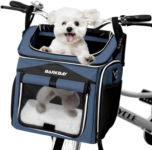 Dog Bike Basket Carrier, Expandable Foldable Soft-Sided Dog Carrier, 2 Open Doors, 5 Reflective Tapes, Pet Travel Bag,Dog Backpack Carrier Safe and Easy for Small Medium Cats and Dogs