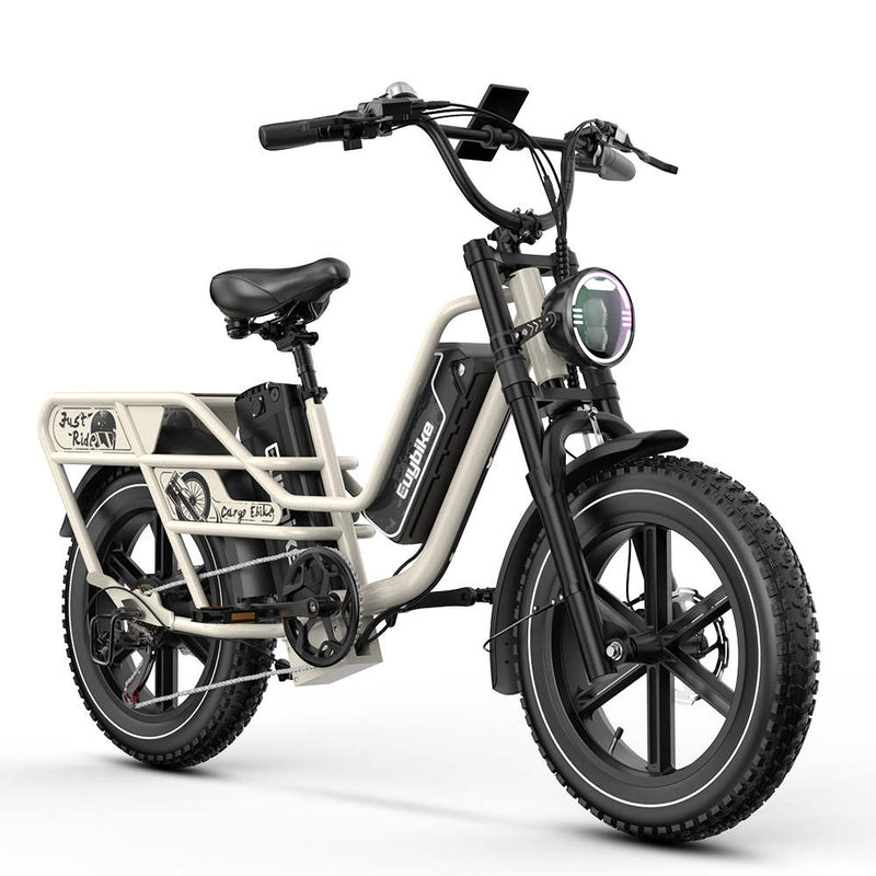 Euybike W1 Dual Battery Long Range Cargo Ebike Beige