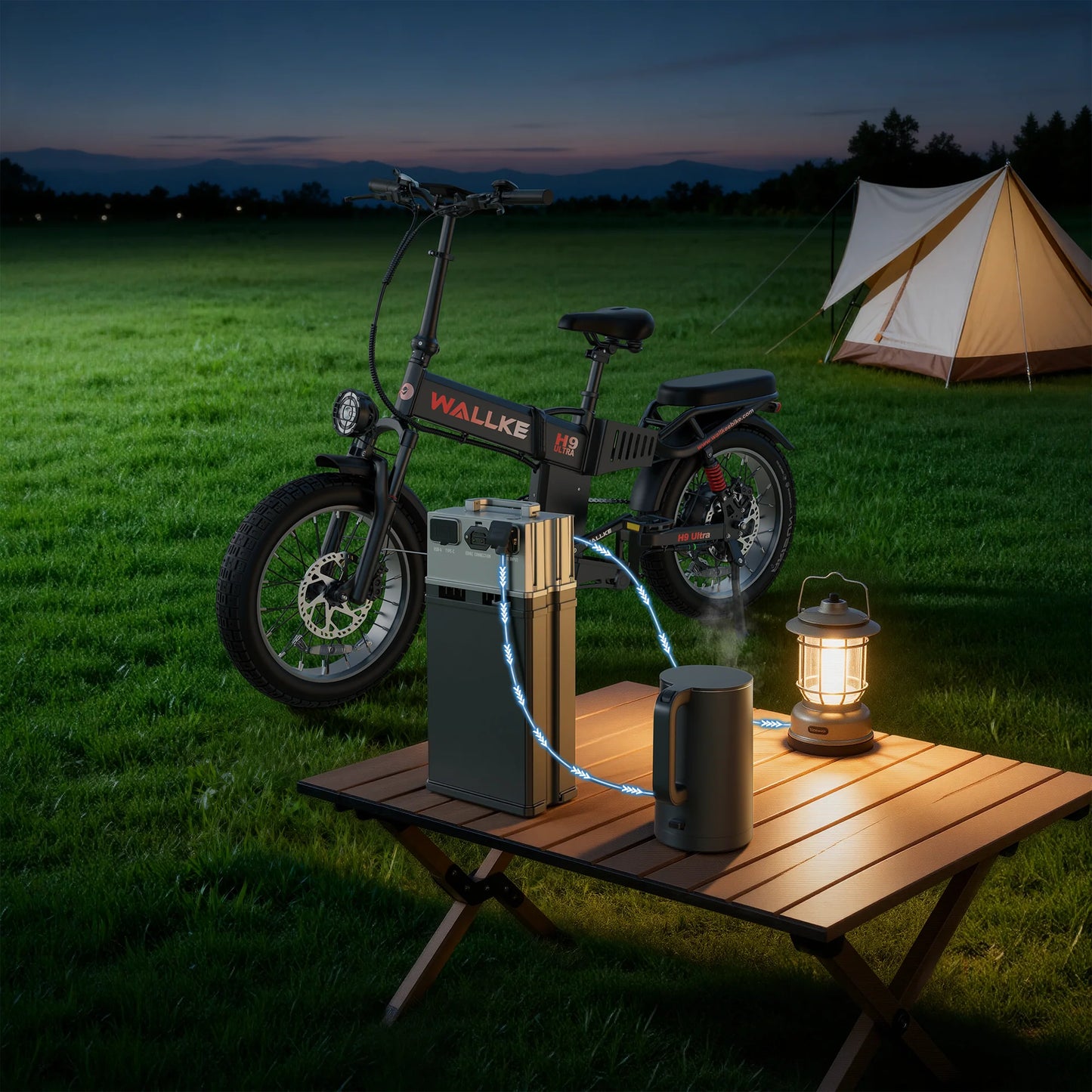 Wallke H9 Ultra - Off-grid power Storage   |   4,000W - 77 AH   Folding   Ebike