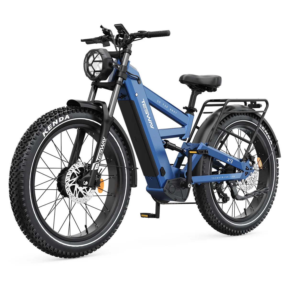 TESWAY X9 Dual Motor Ebike, 26" Fat Tire Full Suspension AWD Electric Bike