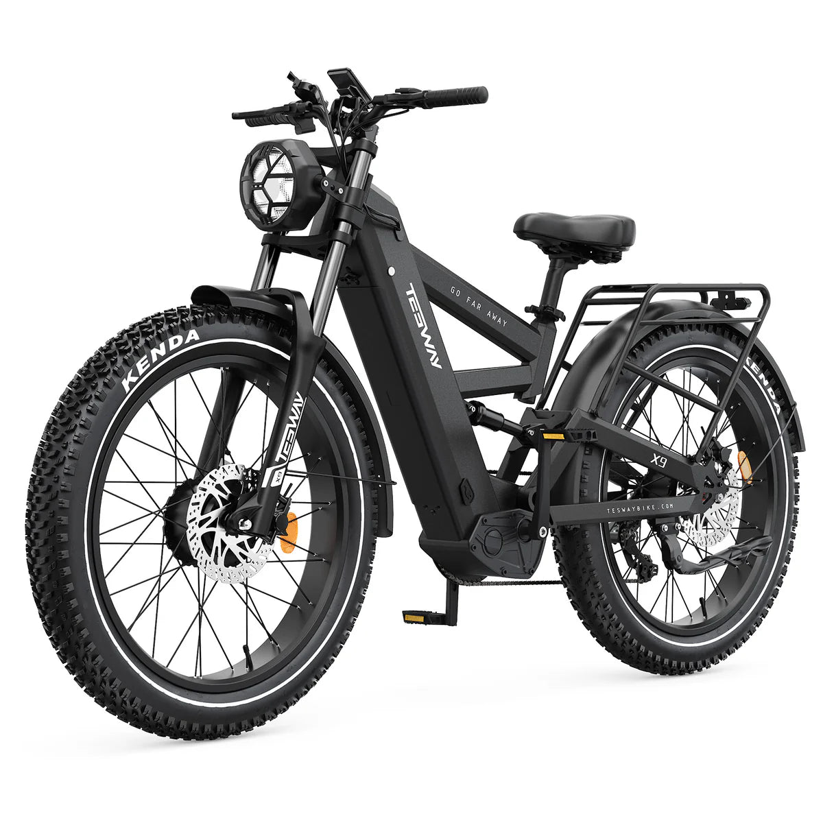 TESWAY X9 Dual Motor Ebike, 26" Fat Tire Full Suspension AWD Electric Bike