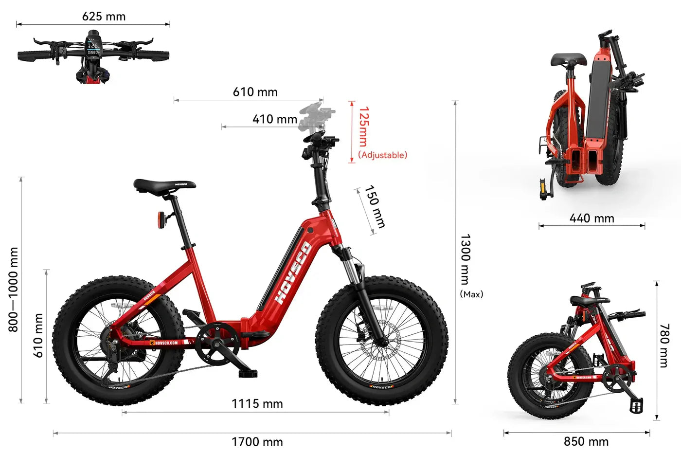 HOVSCO™   HovBeta   20"   Foldable   Fat   Tire   Electric   Bike